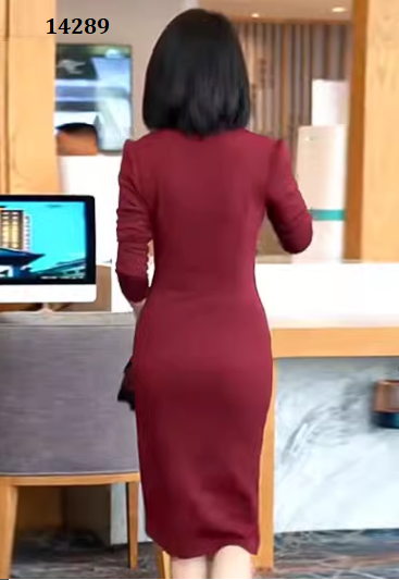 14289-Đầm body tay dài cổ chéo cách điệu (thun poly)_thumbnail_3