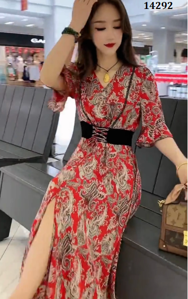 14292-Đầm voan tay lở eo rút dây cách điệu ( voan,lót)_thumbnail_0