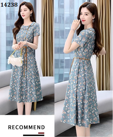 14238-Đầm xòe hoa nhí cổ sen lệch kết nút ( lụa in)_thumbnail_1