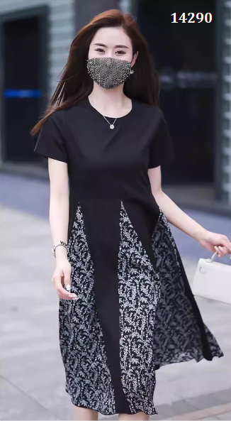 14290-Đầm xòe A phối hai màu cách điệu_thumbnail_1