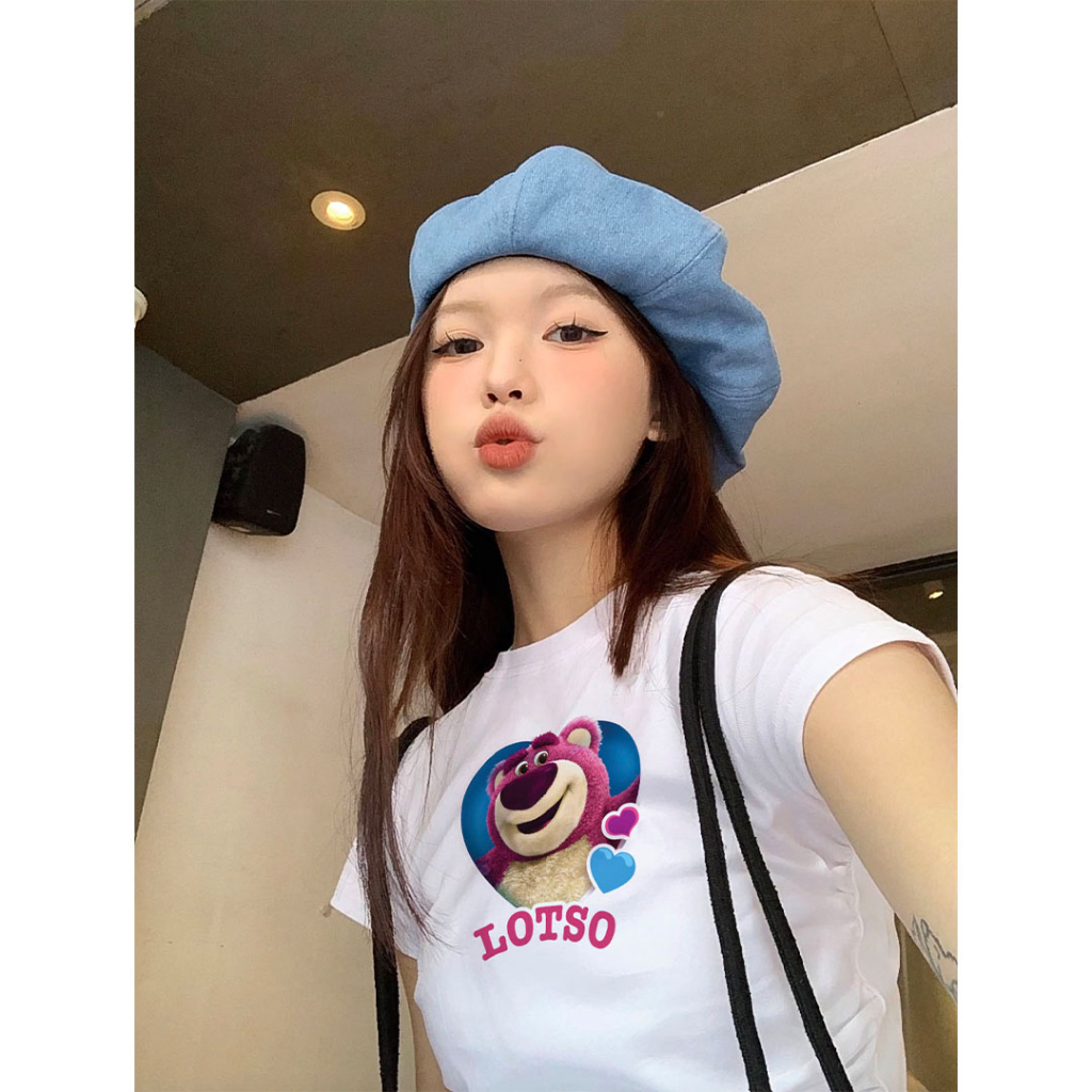 Áo Thun Baby Tee AB69 Miucho Form Ôm Cotton Co Giãn In Hình Gấu Dâu Lotso_thumbnail_2