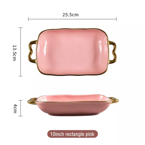 Product image - Gold Rim Double Ear Rectangular Plate