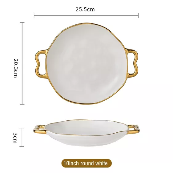 Product image - Gold Rim Double Ear Round Plate