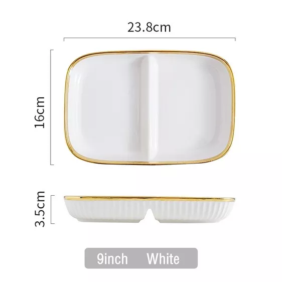 Product image - Gold Rim 2-Grid Dumplig Plate