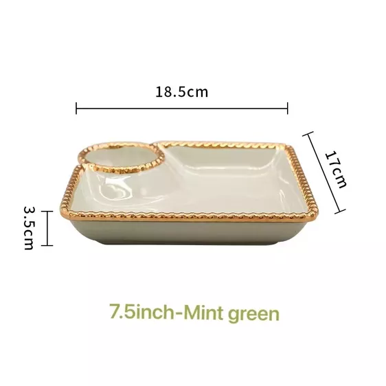 Product image - Beaded Gold Rim 4-Grid Dumpling Plate