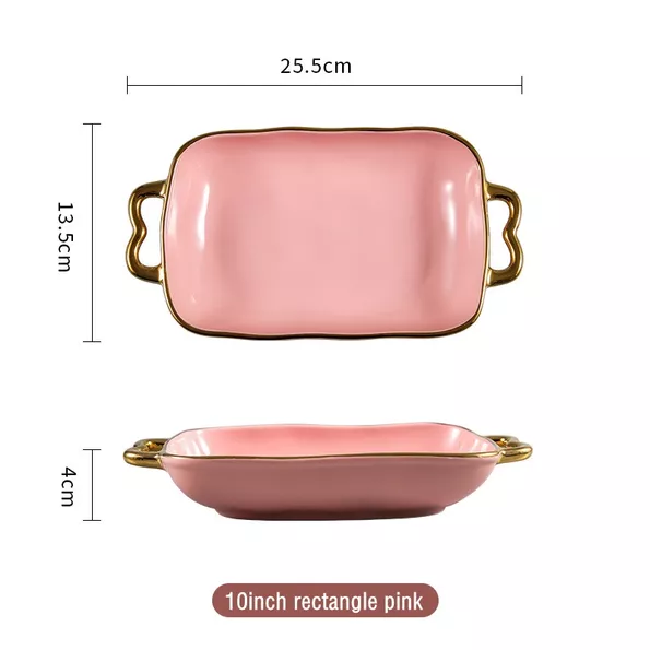 Product image - Gold Rim Double Ear Rectangular Plate