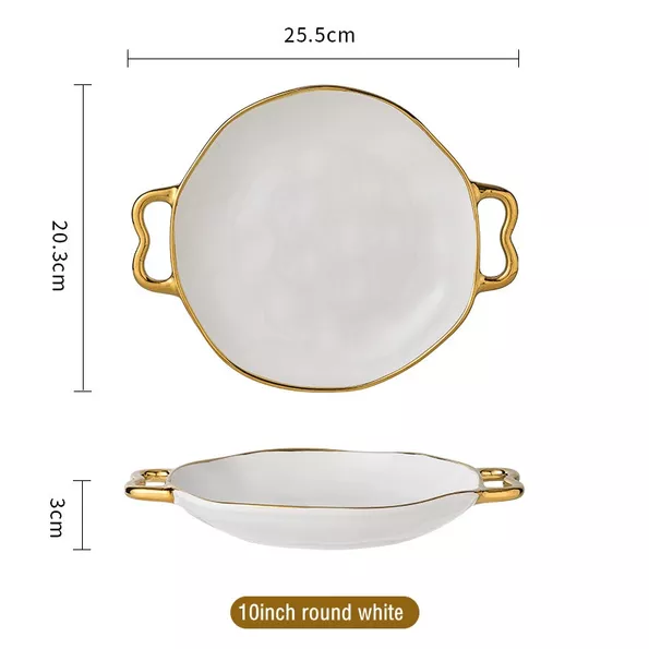 Product image - Gold Rim Double Ear Round Plate