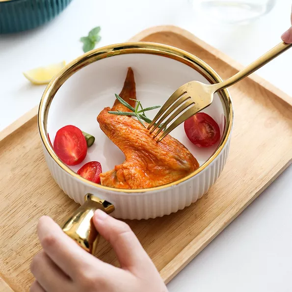 Product image - Gold Rim Round Handle Bowl