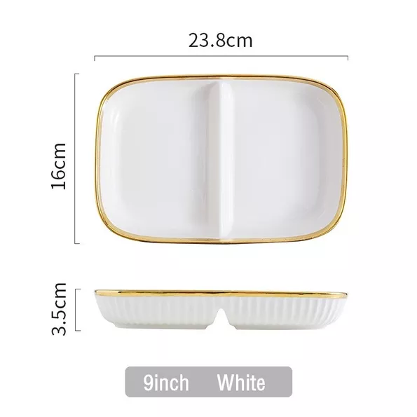 Product image - Gold Rim 2-Grid Dumplig Plate