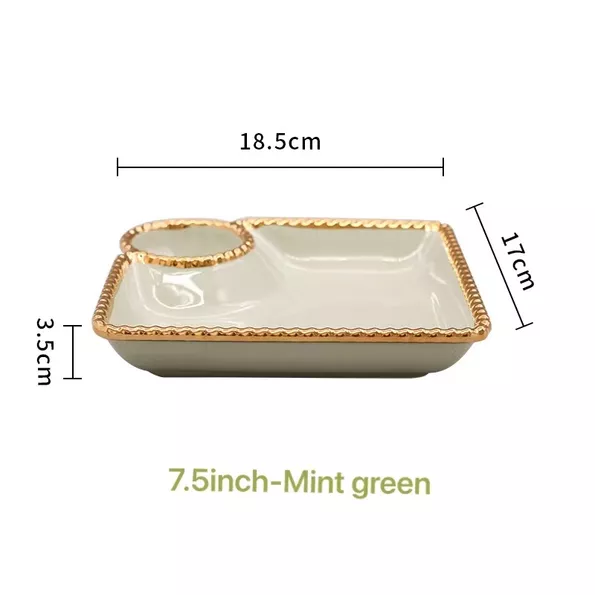 Product image - Beaded Gold Rim 4-Grid Dumpling Plate