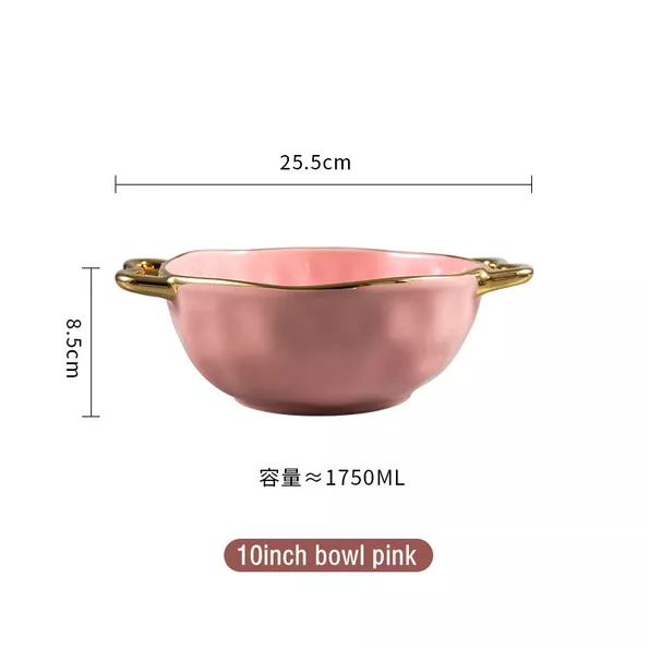 Product image - Gold Rim Double Ear Round Bowl