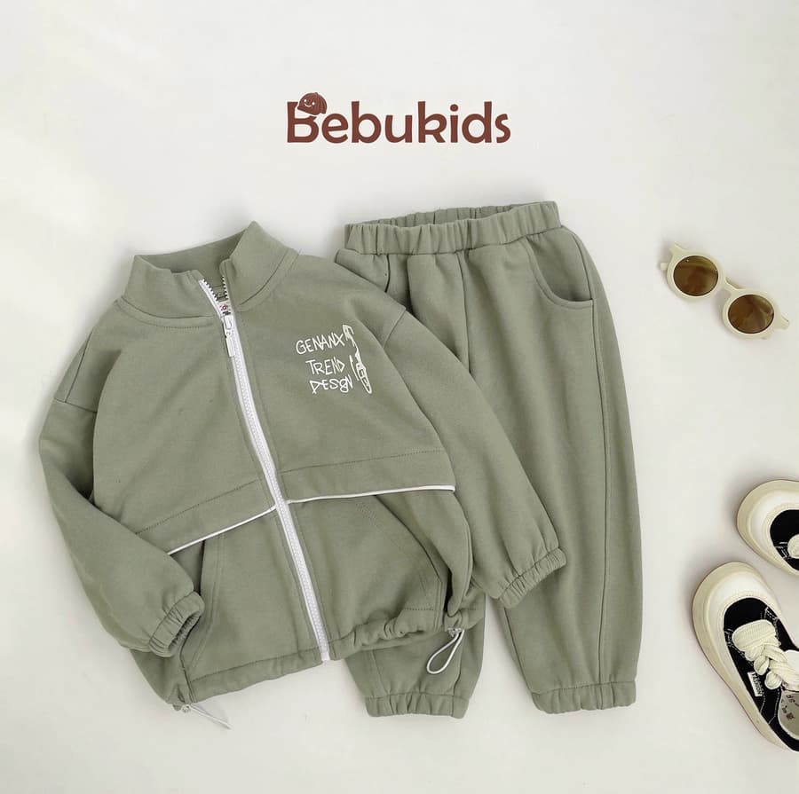 SB1806-bộ cotton da cá áo kéo khóa ngực in chữ genanx trend desgn