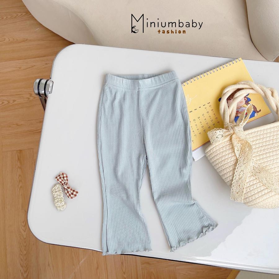 QD1650- quần dài trơn bé gái bèo gấu xanhghi1