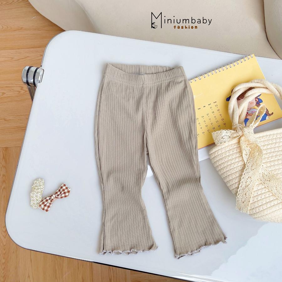 QD1650- quần dài trơn bé gái bèo gấu xanhghi2