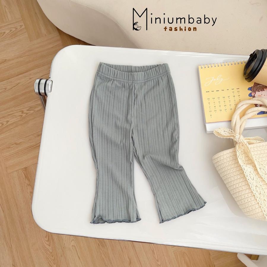 QD1650- quần dài trơn bé gái bèo gấu xanhghi