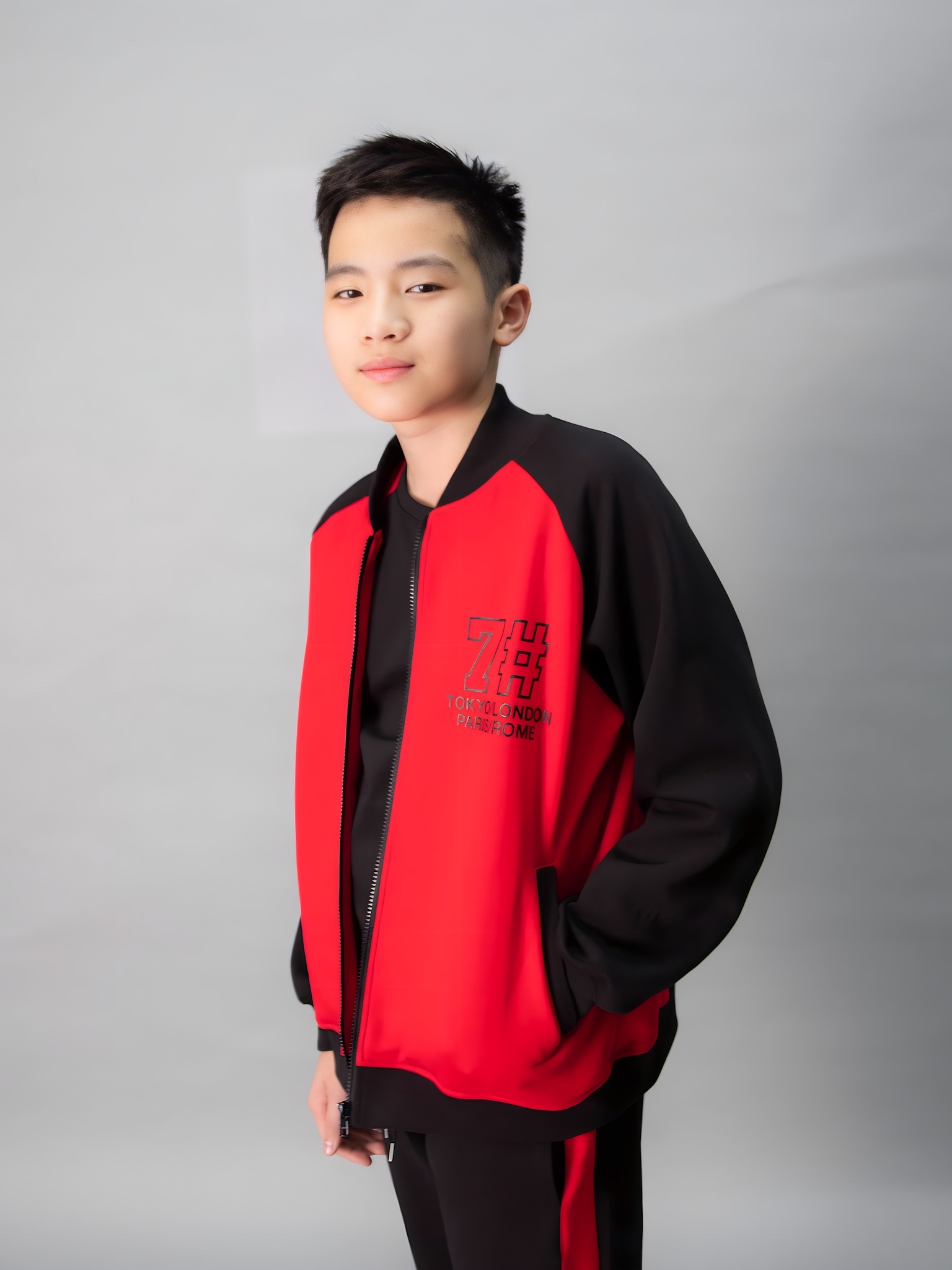 Áo khoác nỉ đỏ phối đen 7#_thumbnail_1