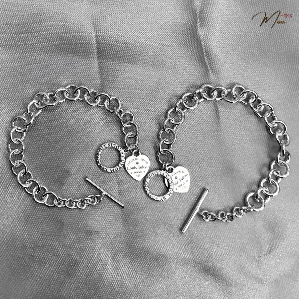 ĐT41 - Lắc tay đôi họng xích chốt tròn bản dày dặn khắc in theo yêu cầu