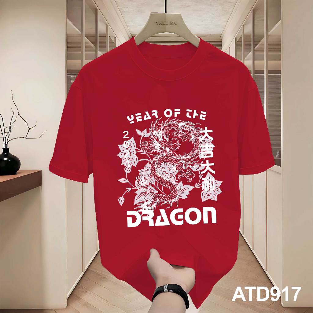 Áo phông nam tết in hình rồng form rộng local brand ATD917 Miucho Iconic tay ngắn vải cotton cổ tròn in artwork