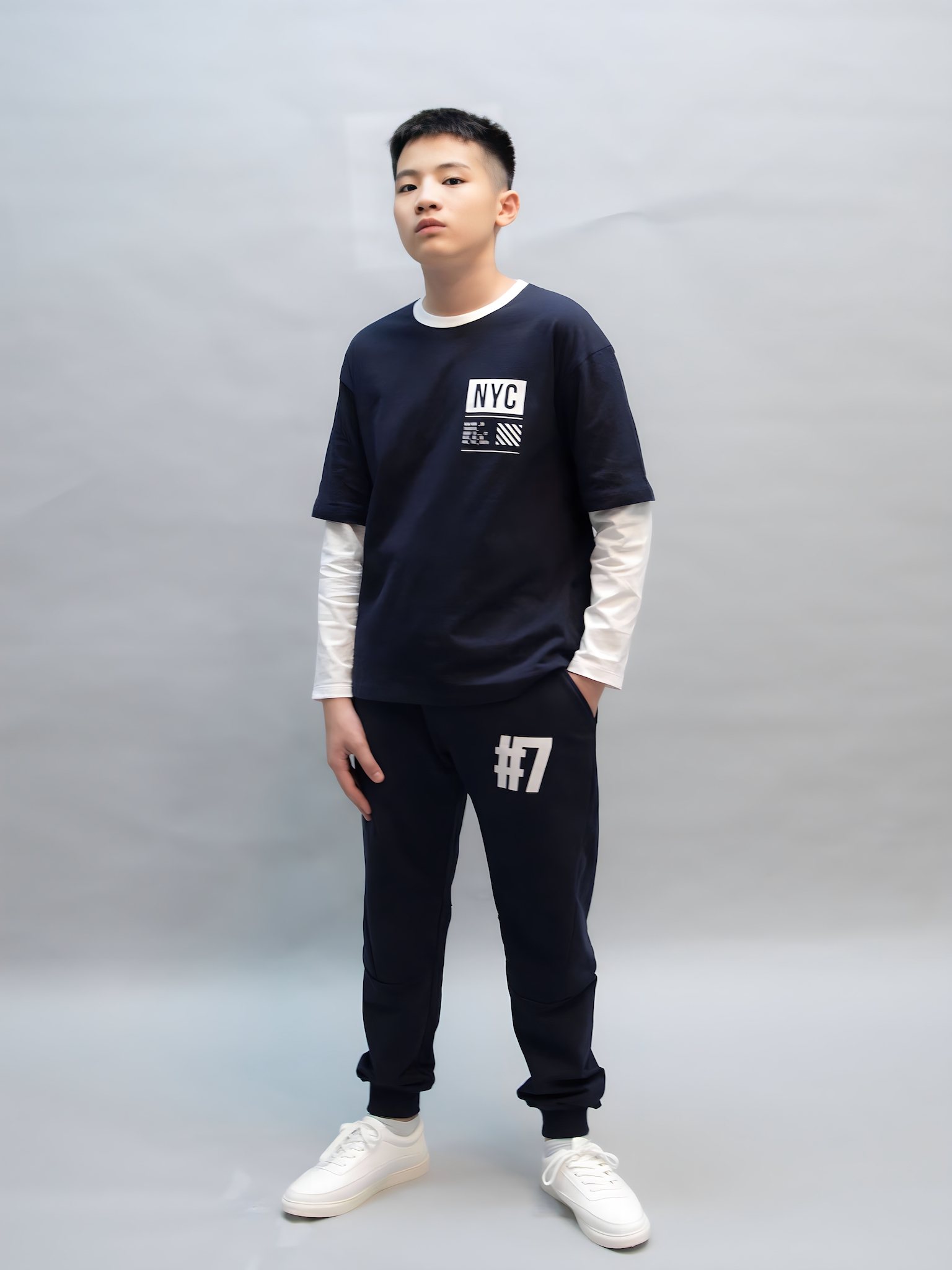 Quần nỉ da cá màu navy in #7_thumbnail_3