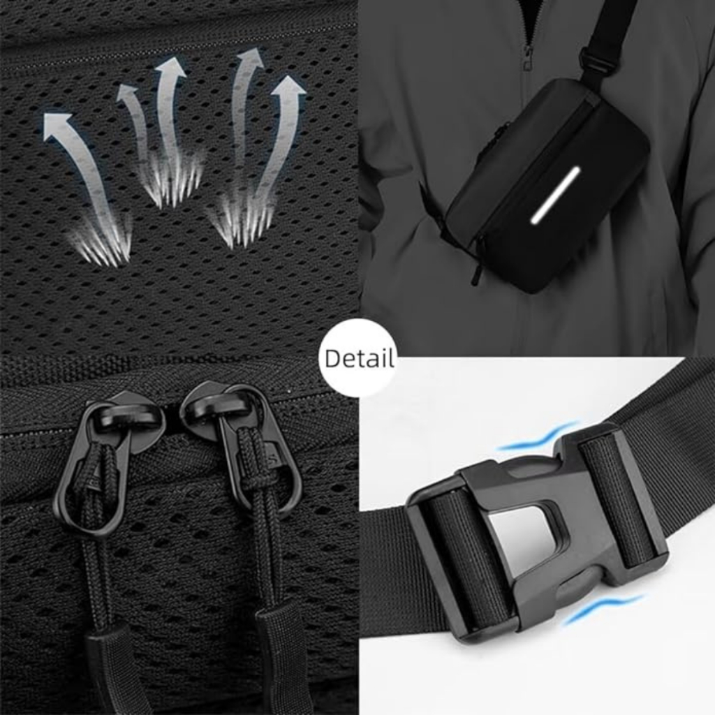 HUBO Men's Chest Bag High Quality Waterproof Leather For Men's Sports Jogging_thumbnail_5