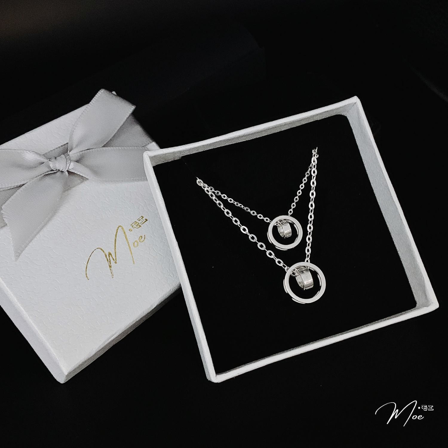 D221 - Dây chuyền đôi nhẫn lồng Forever Love