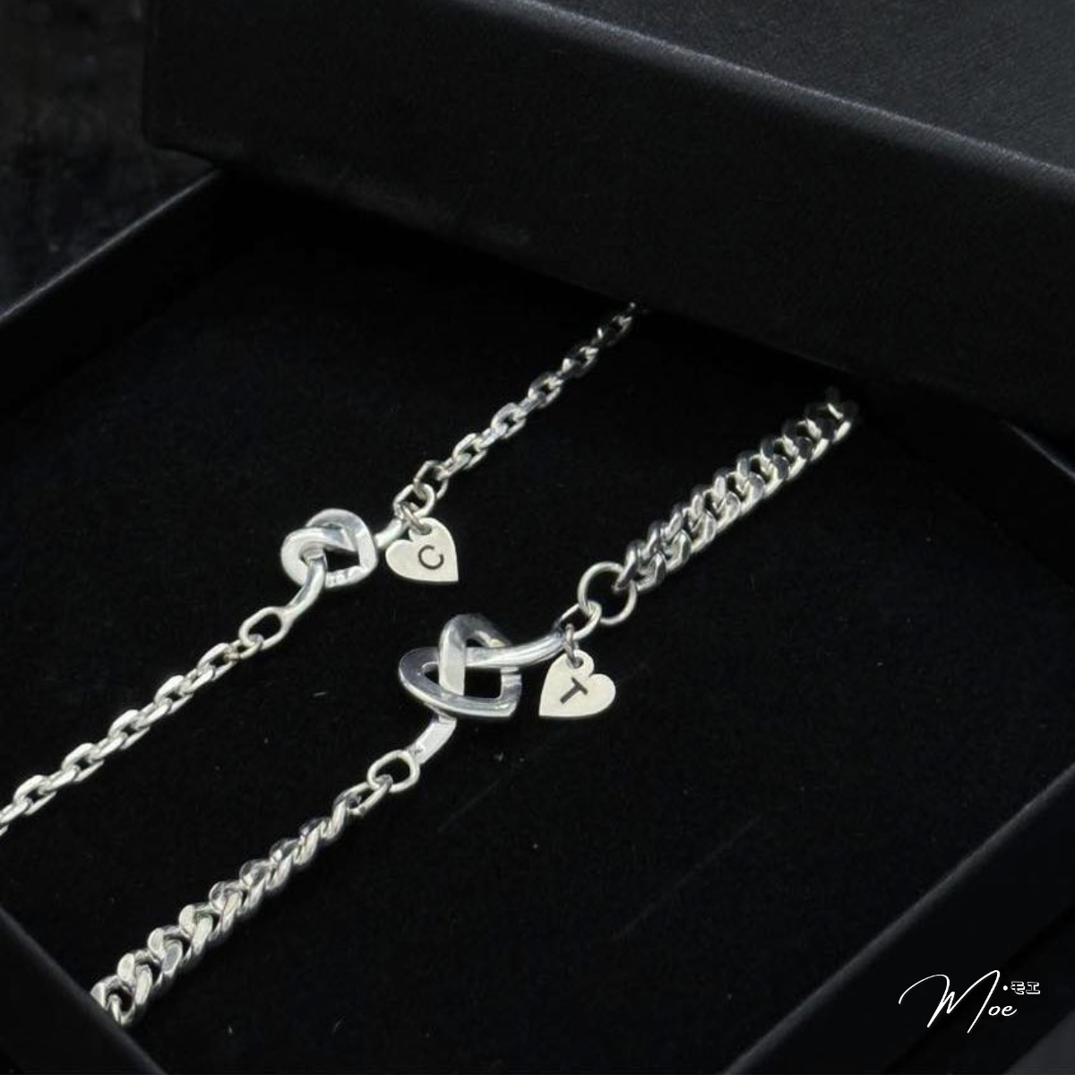 ĐT40 - Lắc tay đôi trái tim vô cực vĩnh cửu kèm thẻ khắc theo yêu cầu