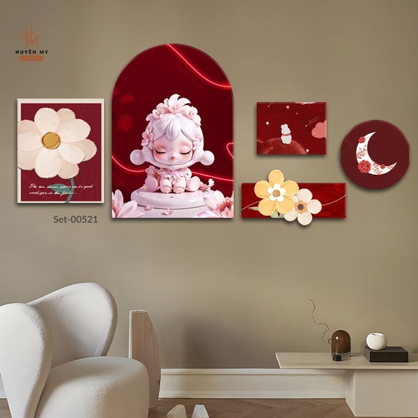 Set 5,6 Tranh Dán Tường Trang Trí Phòng Ngủ, Spa, Shop Thời Trang, Cô Gái Nghệ Thuật, Decor Hiện Đại - Huyền My Decor thumbnail 7