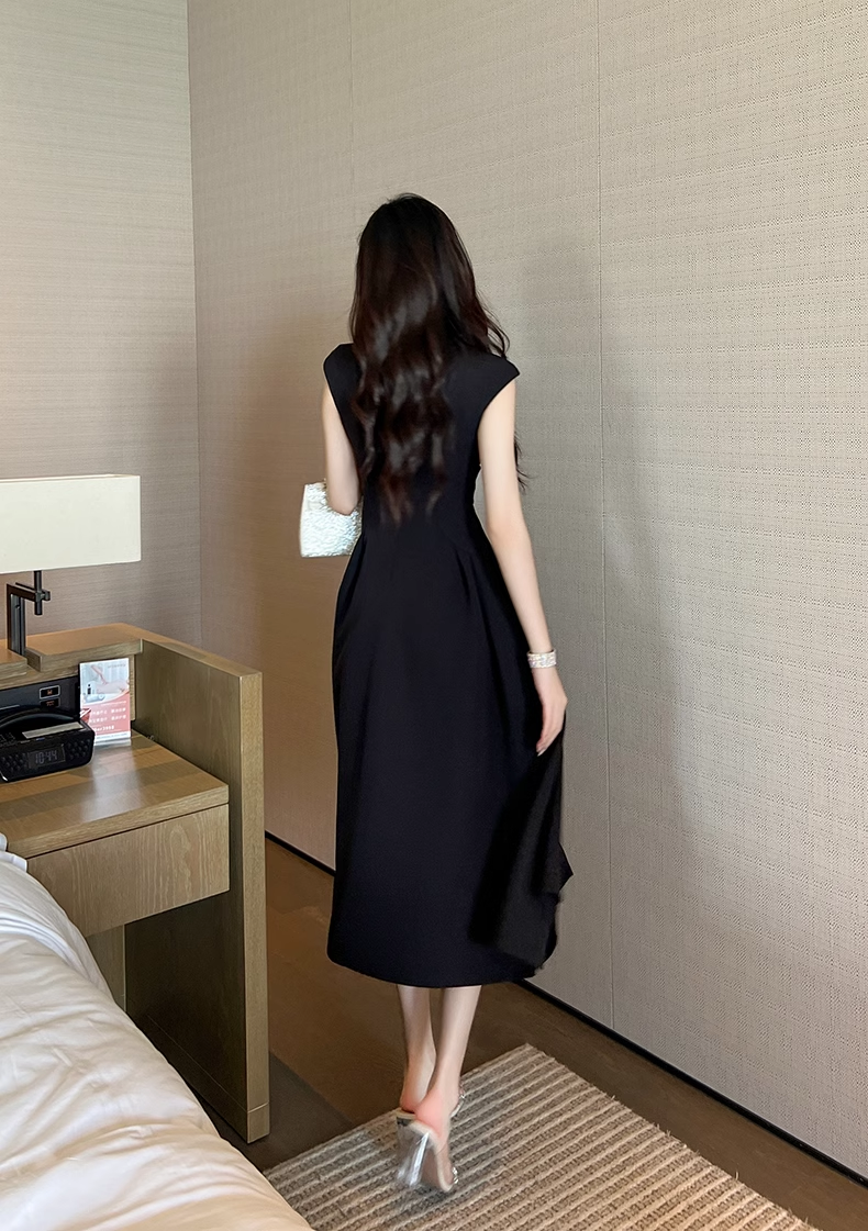 15055-Đầm  xòe dự tiệc cổ V cách điệu ( thun mịn)_thumbnail_2