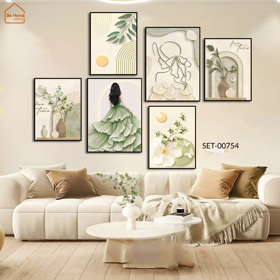Set 6 Tranh Dán Tường, Cô Gái Nghệ Thuật Trang Trí Phòng Ngủ, Phòng Khách, Spa ,Livestream- Behome Decor