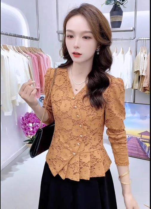 15166-Áo ren kiểu tay dài, vạt kiểu xếp ly (ren thun co giãn)_thumbnail_1