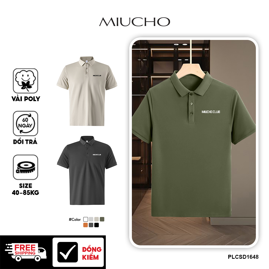 Áo polo nam form vừa vải cá sấu đứng form PLCSD1648 Miucho Iconic in typography