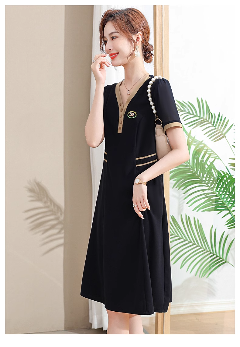 15264-Đầm suông A màu đen cổ  viền nâu ( thun mịn)_thumbnail_1