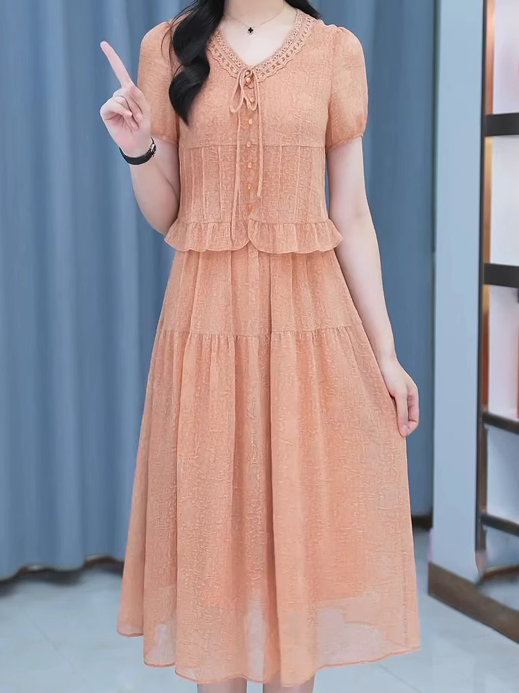 15268-Đầm voan hoa  cam  viền ren  giả rời ( voan, lót)_thumbnail_0