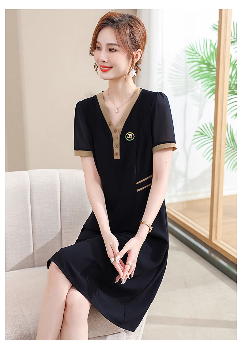 15264-Đầm suông A màu đen cổ  viền nâu ( thun mịn)_thumbnail_0