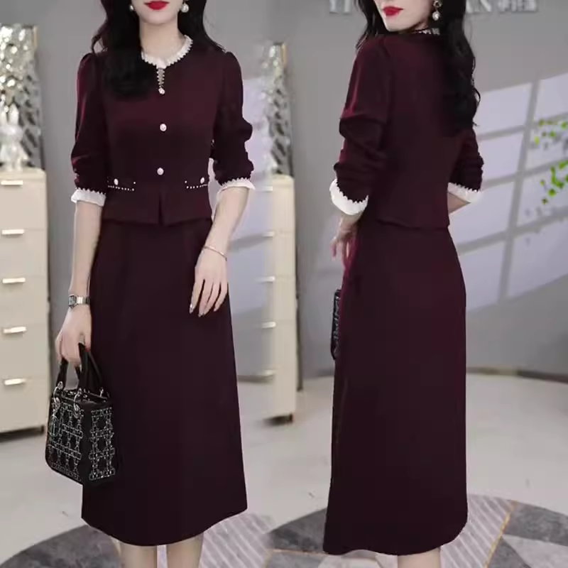 15328-Đầm xoè A đỏ tay dài dáng peplum cách điệu ( thun mịn)_thumbnail_0