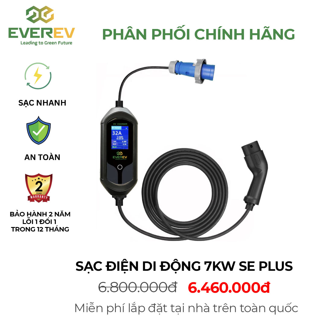 Bộ sạc di động AC EV -7KW SE PLUS - Dùng cho ô tô điện