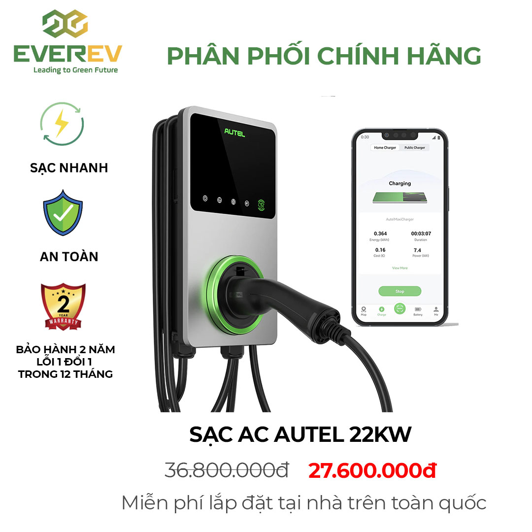 Sạc AC Autel 22KW dùng cho xe ô tô điện