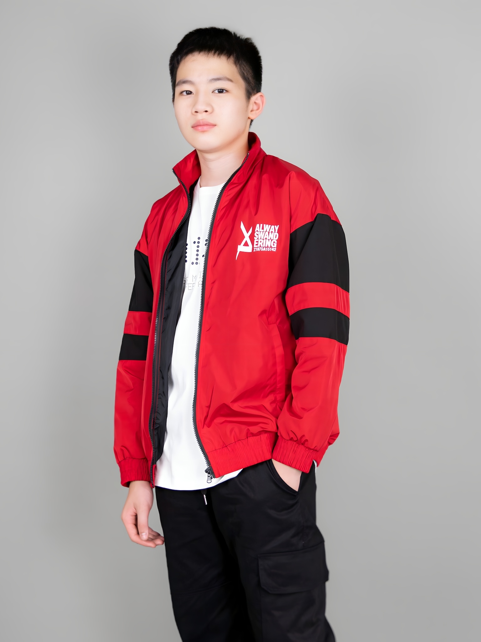 Áo khoác gió đỏ tay phối đen chữ Always_thumbnail_0