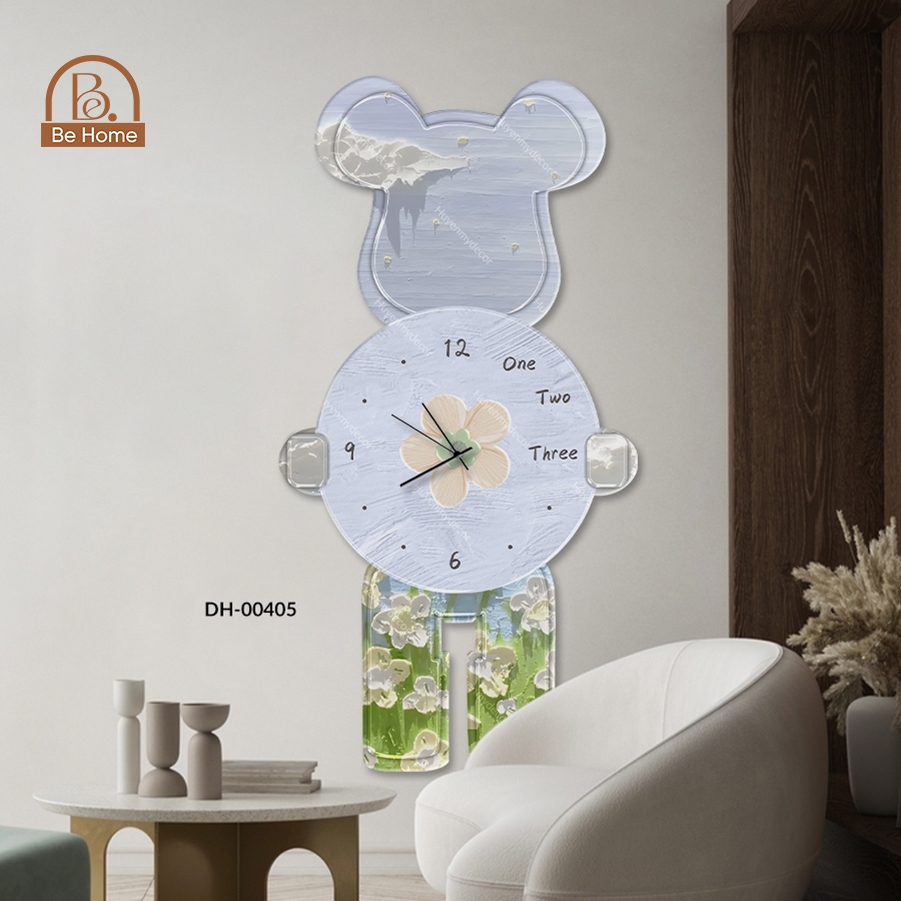 Đồng Hồ Gấu Beabrick Tranh Treo Tường Trang Trí Phòng Khách, Phòng Ngủ Spa.... Behome Decor