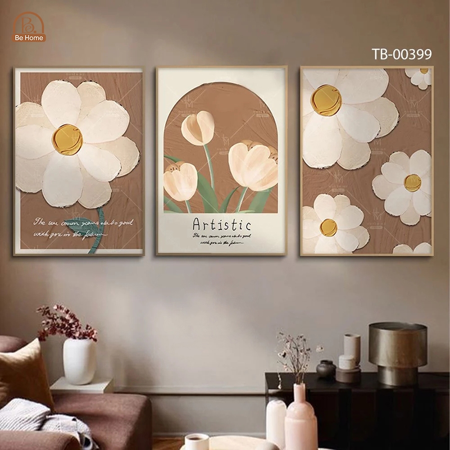 Tranh Bộ 3 Canvas Cao Cấp Phong Cách Hiện Đại Trang Trí Phòng Khách, Phòng Ngủ,Spa, Homestay - Behome Decor