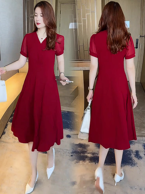 15062-Đầm  xoè voan đỏ  (voan, lót)_thumbnail_0