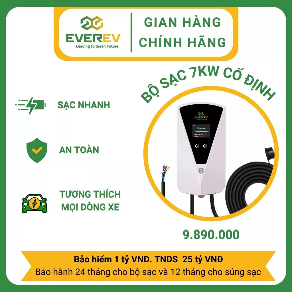 Sạc EverEV treo tường cố định 7kW - 11kW - 22kW