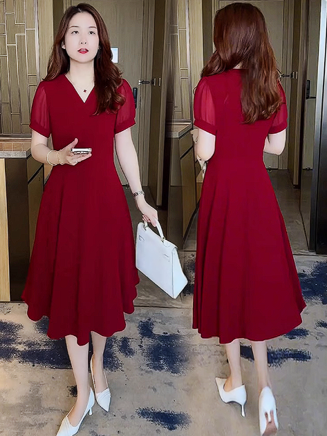 15062-Đầm  xoè voan đỏ  (voan, lót)_thumbnail_1