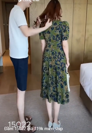 15022-Đầm xòe xanh rêu in hoa 3D ( lụa in 3D)_thumbnail_2