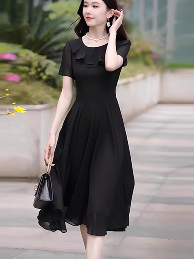 15103-Đầm voan xoè đen viền bèo vai cách điệu (1voan , lót)_thumbnail_1