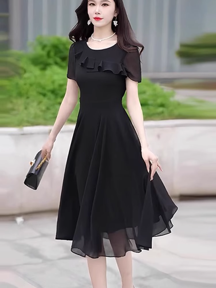 15103-Đầm voan xoè đen viền bèo vai cách điệu (1voan , lót)_thumbnail_0