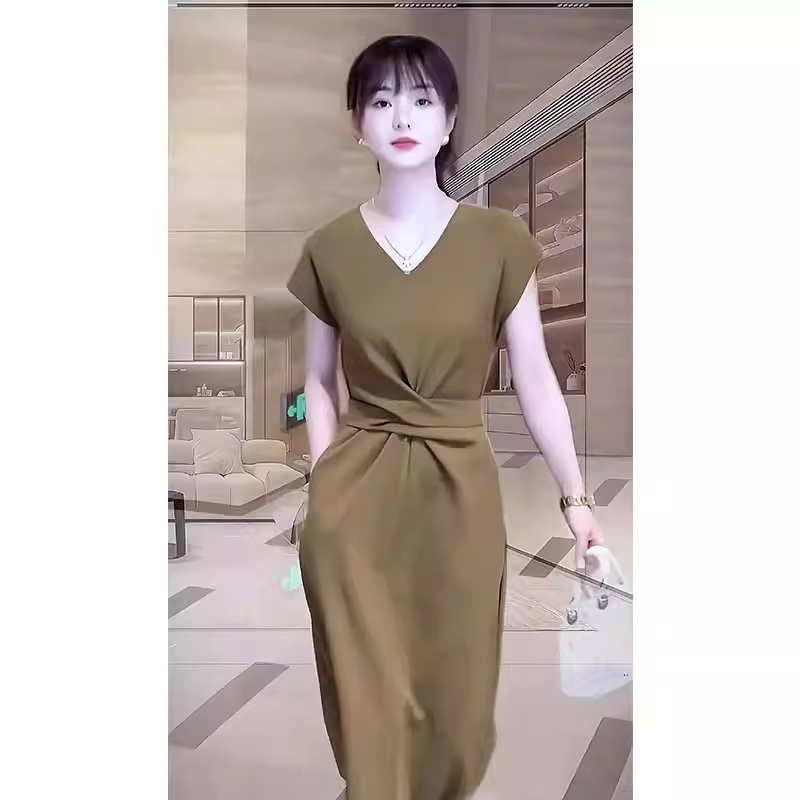 15100-Đầm body suông cổ tim eo xoắn  cách điệu (thun mịn)_thumbnail_0