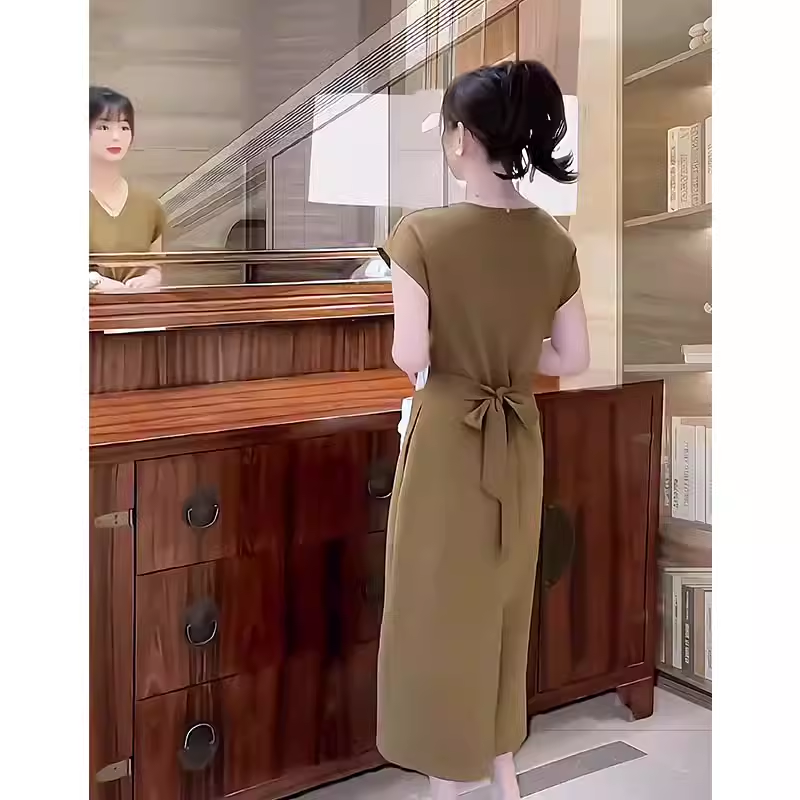 15100-Đầm body suông cổ tim eo xoắn  cách điệu (thun mịn)_thumbnail_2