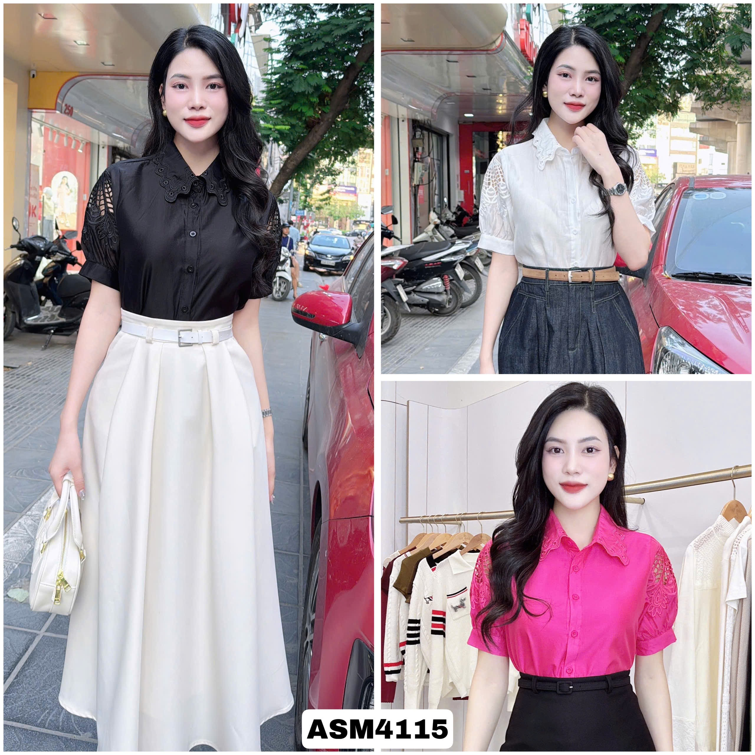 Áo Sơ Mi Họa Tiết Tay Phối Hoa Thiết Kế Xu Hướng Hiện Đại