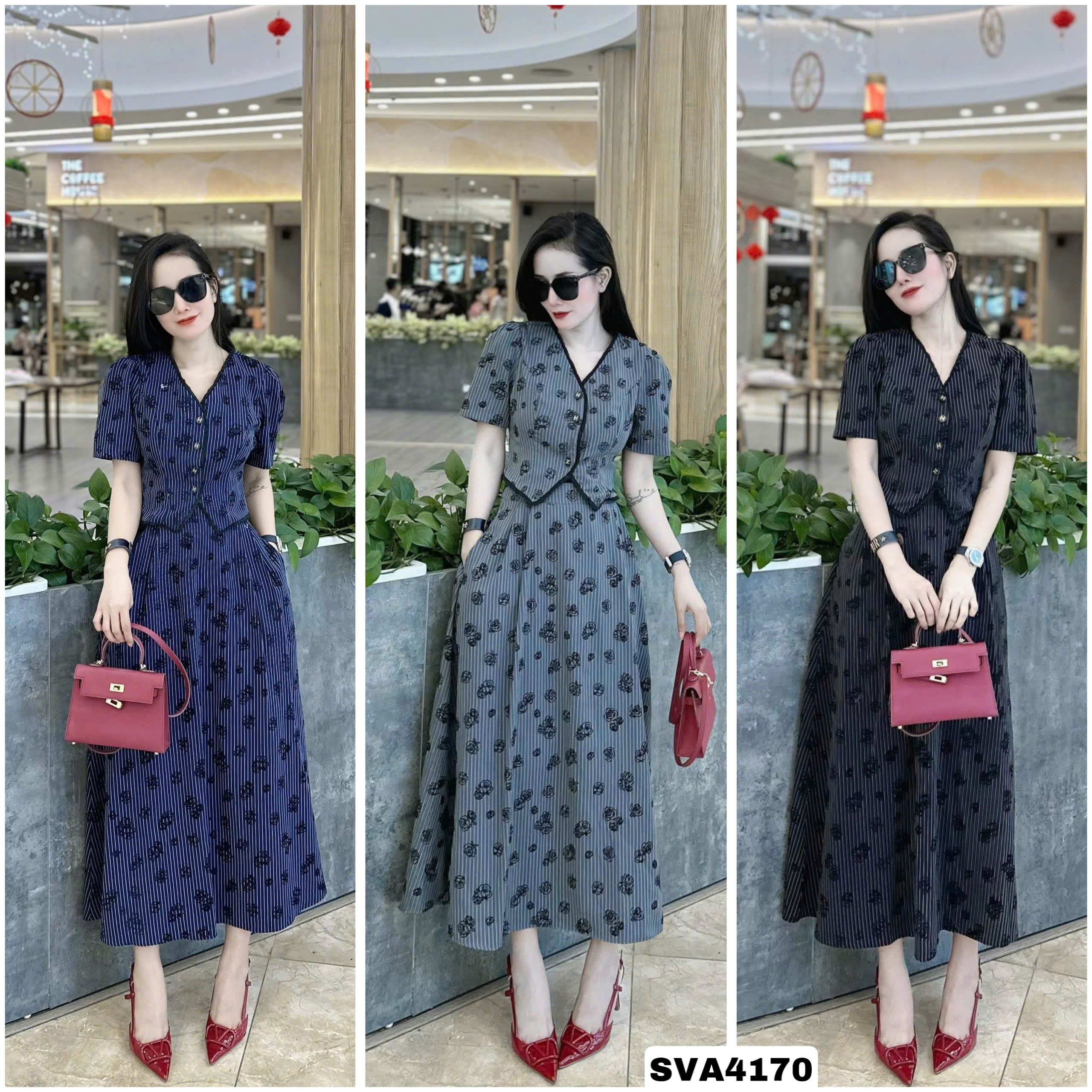 Set Áo Phối Viền Chân Váy